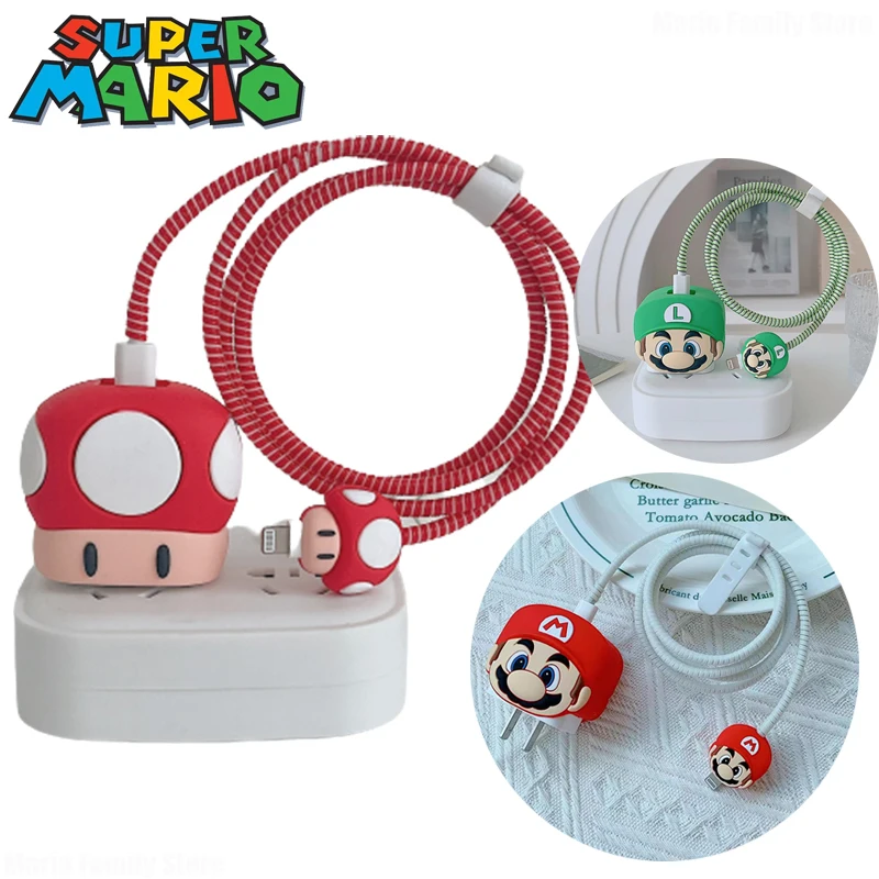 Super Mairo Bros Usb Cable Protector Per Iphone 18 20W Anime Data Line Cord Protector Custodia Protettiva Data Line Spirale Winder
