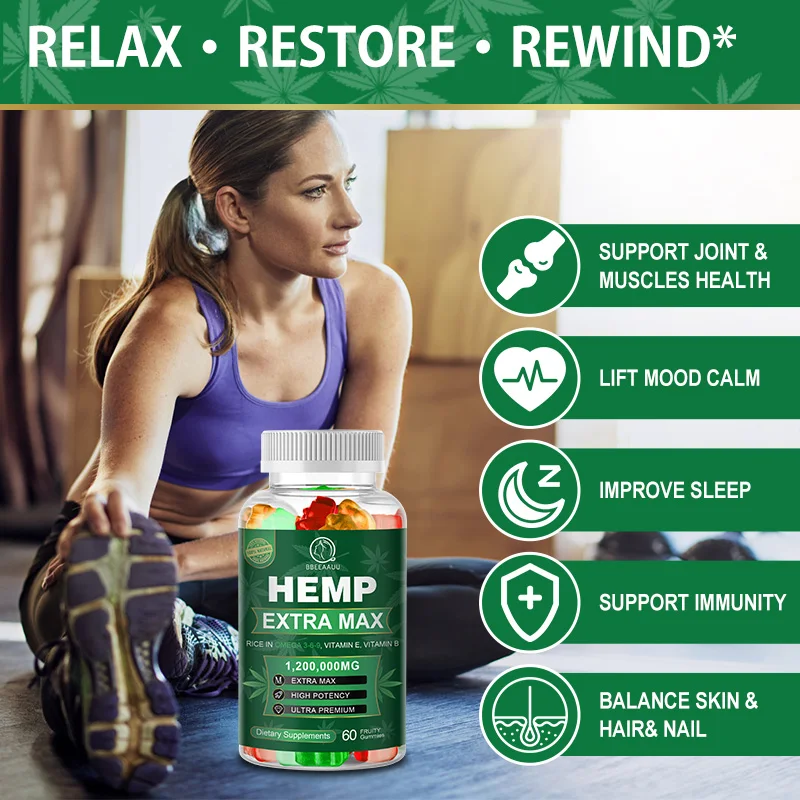 Hღmღ Gummies 1200000mg Relieves Joints and Muscles Pain Sleep Better Reduces Anxiety Improves Concentration
