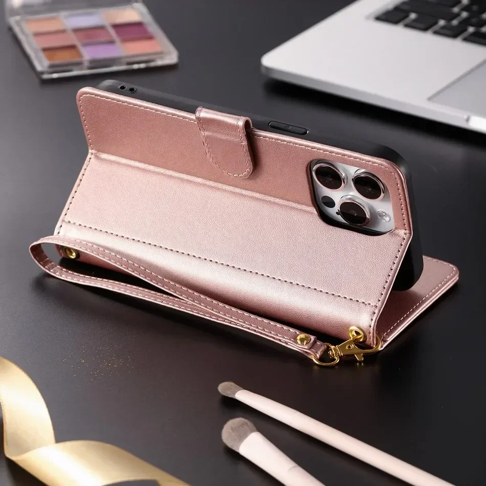 Luxury Leather Phone Case with Stand and Wallet Feature