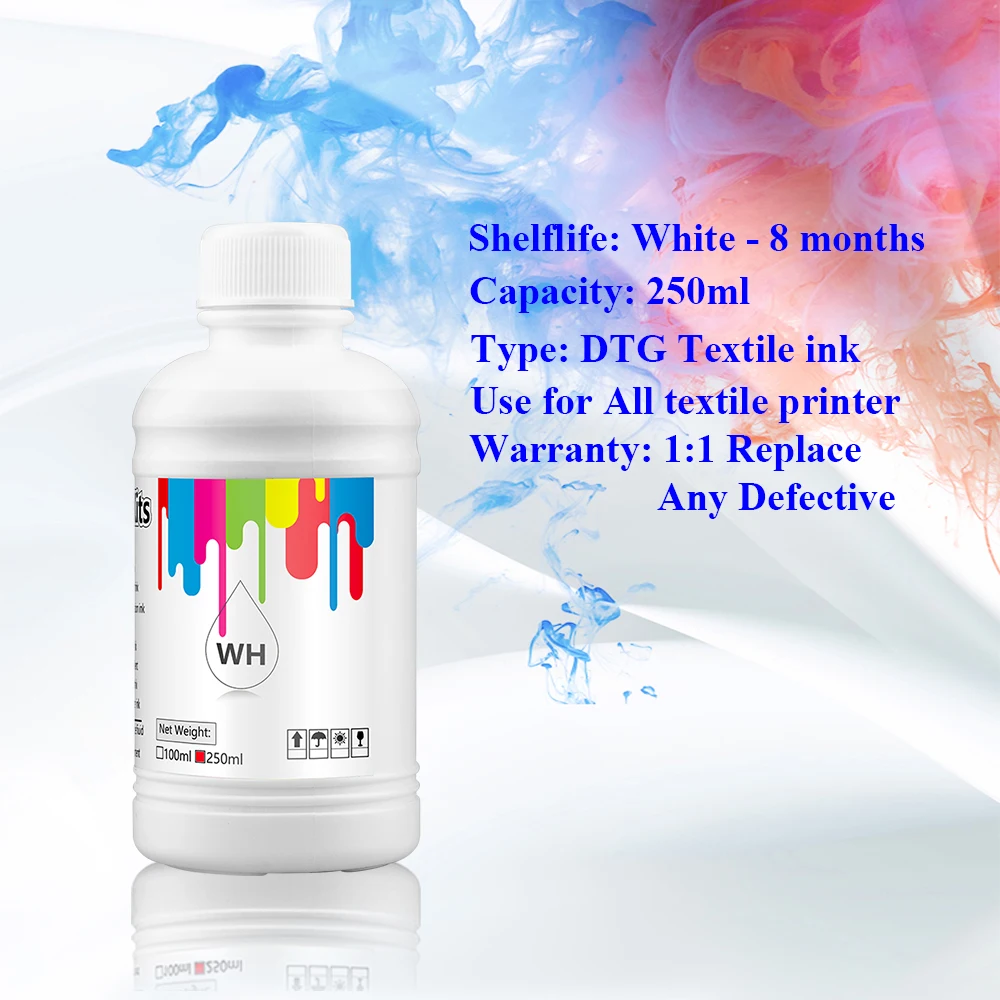 5Colors/Set 250ml DTG Textile Ink for Epson L1800 L800 R330 1390 1400 1410 R1900 DX4 DX5 DX6 DX7 Printhead & DTG Printer