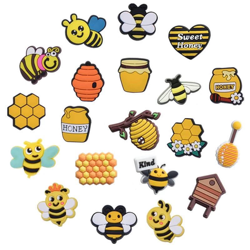 Hot Sale Cute 1pcs Bee Shoe Charms Pin Decorations for Croc Accessories Shoe Kids Adult Birthday Xmas Party Gifts