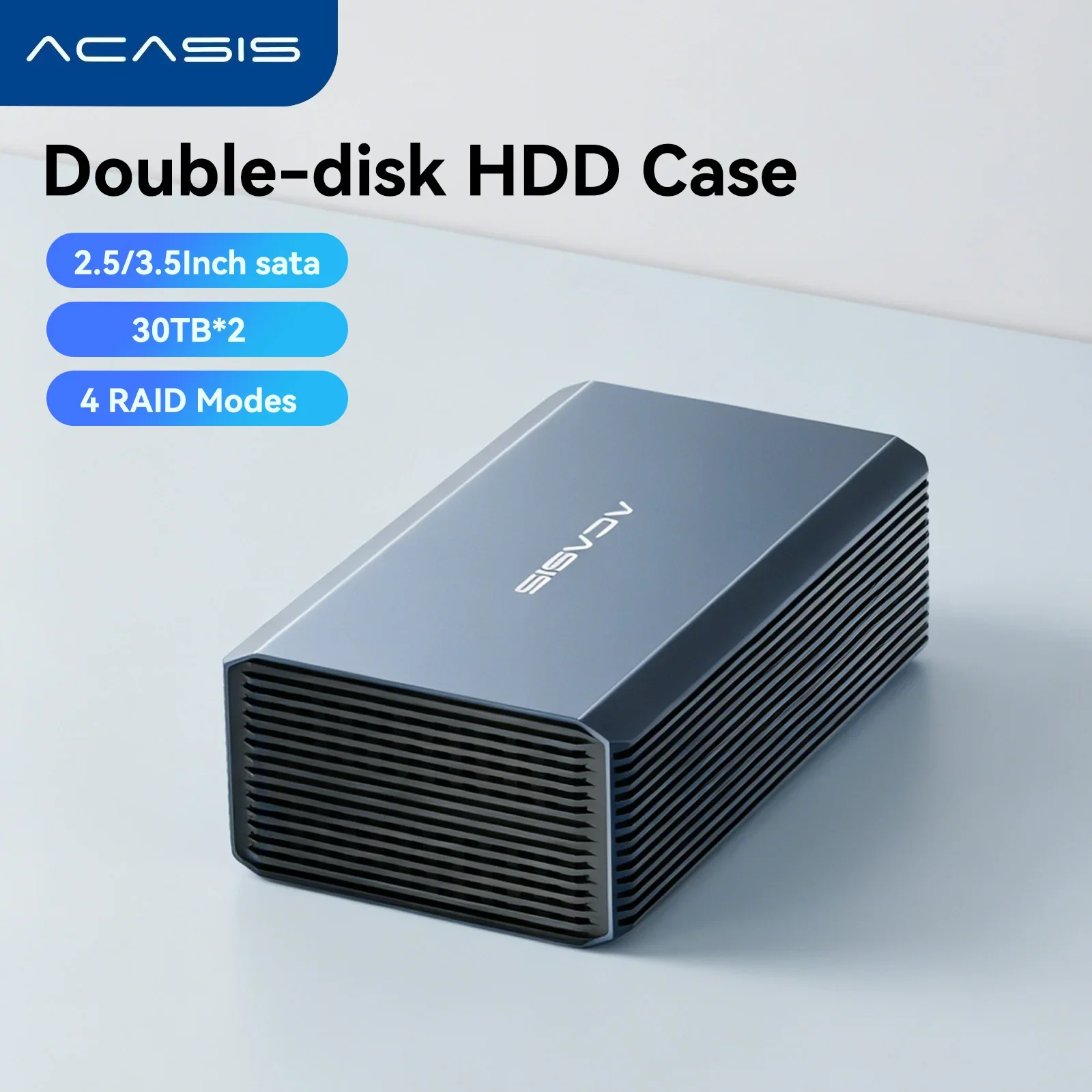 Obudowa Acasis Dual Bay na dyski 3.5/2.5 cala HDD/SSD, 60TB, zewnętrzna obudowa dysku twardego SATA na USB z funkcją RAID