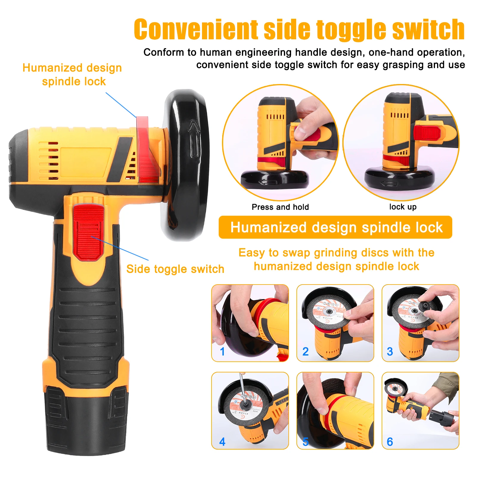 KKMOON 12V Electric Angle Grinder 19500rpm Mini Grinding Cutting Machine For Cutting Polishing Ceramic Tile Wood Stone Steel 3