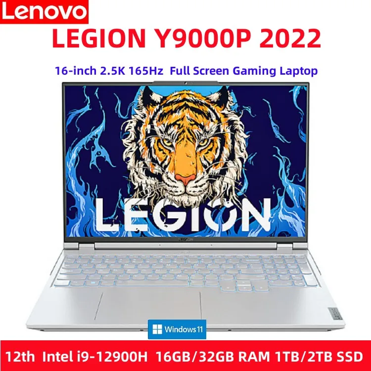 

Lenovo LEGION Y9000P 2022 Gaming Laptop Intel i9-12900H RTX3070Ti 8G 150W 16/32GB RAM 1T/2T SSD 165Hz 2.5K 16inch Game Notebook