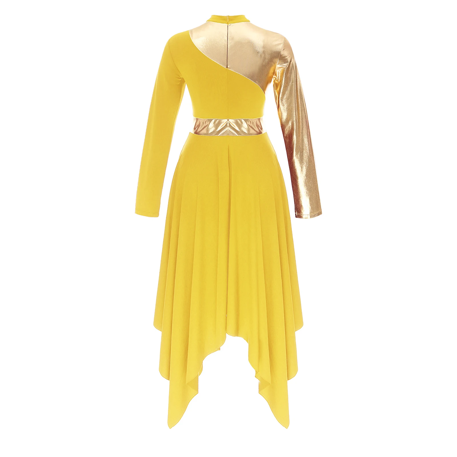 Women Adult Long Sleeve Lyrical Ballroom Performance Dress Color Block Praise Dance Tunic Dress Liturgical Worship Dance Dresses