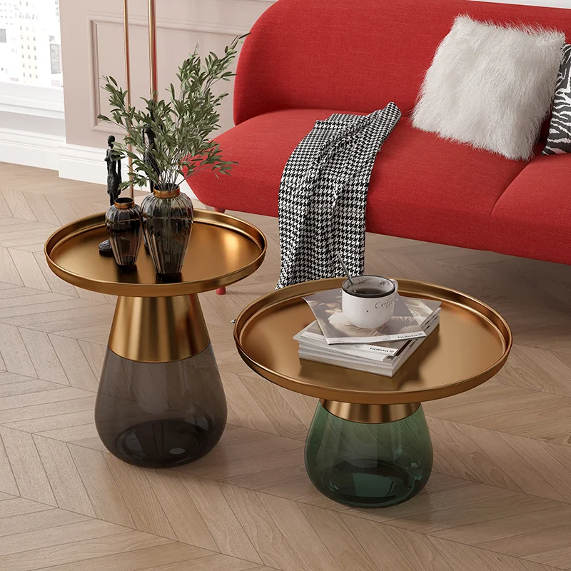 Design de luxo mesas de café designer mesa lateral simples mesas de café de vidro de bronze bistro centro mesa plegable móveis de escritório