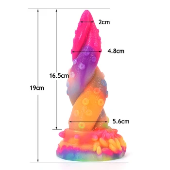 GEEBA Glow In Dark Octopus Tentacle Fantasy Dildo Anal Plug Soft Luminous Sex Toys For Women Men G-Spot Stimulate Sex Products 6