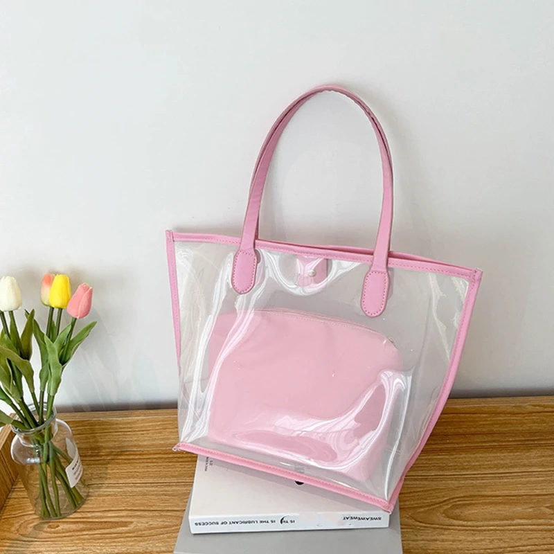 Pink Transparent Tote Bag