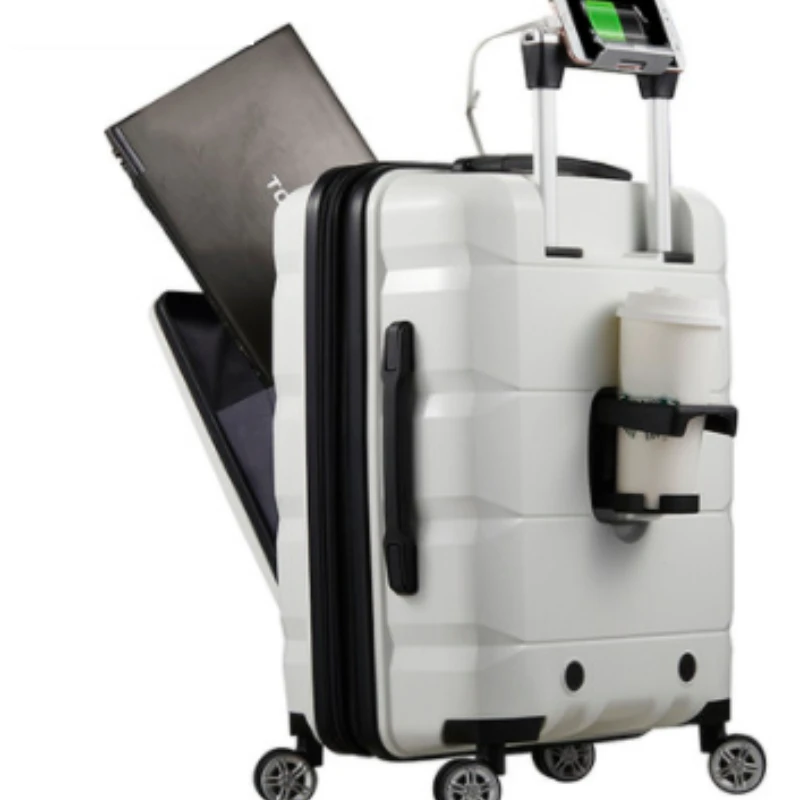 

Multi-Functional Open Luggage Small 20-Inch Business Travel Boarding Bag Aluminum Frame Trolley Suitcase