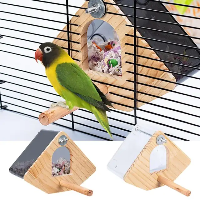 Parakeet Nesting Box Wood Bird Cage House Easy To Clean Transparent Bird Nesting Box For Budgie Bird Breeding Box 2
