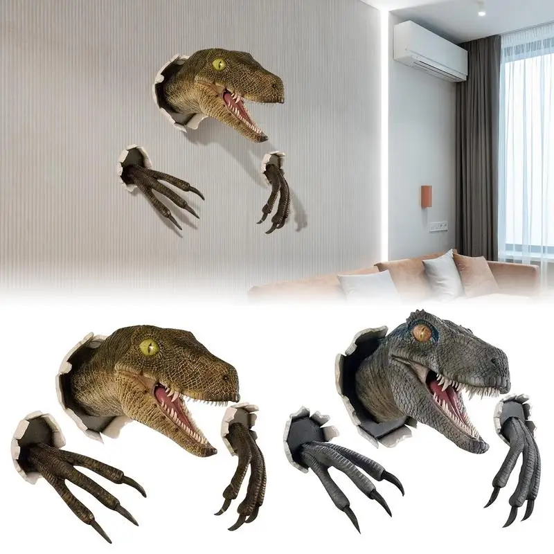 

3D Dinosaur Wall Hanging Decoration Dinosaur Wall Hanging Jurassic Dinosaur Head Wall Hanging Large T-Rex Wall Mounted Statue Wa