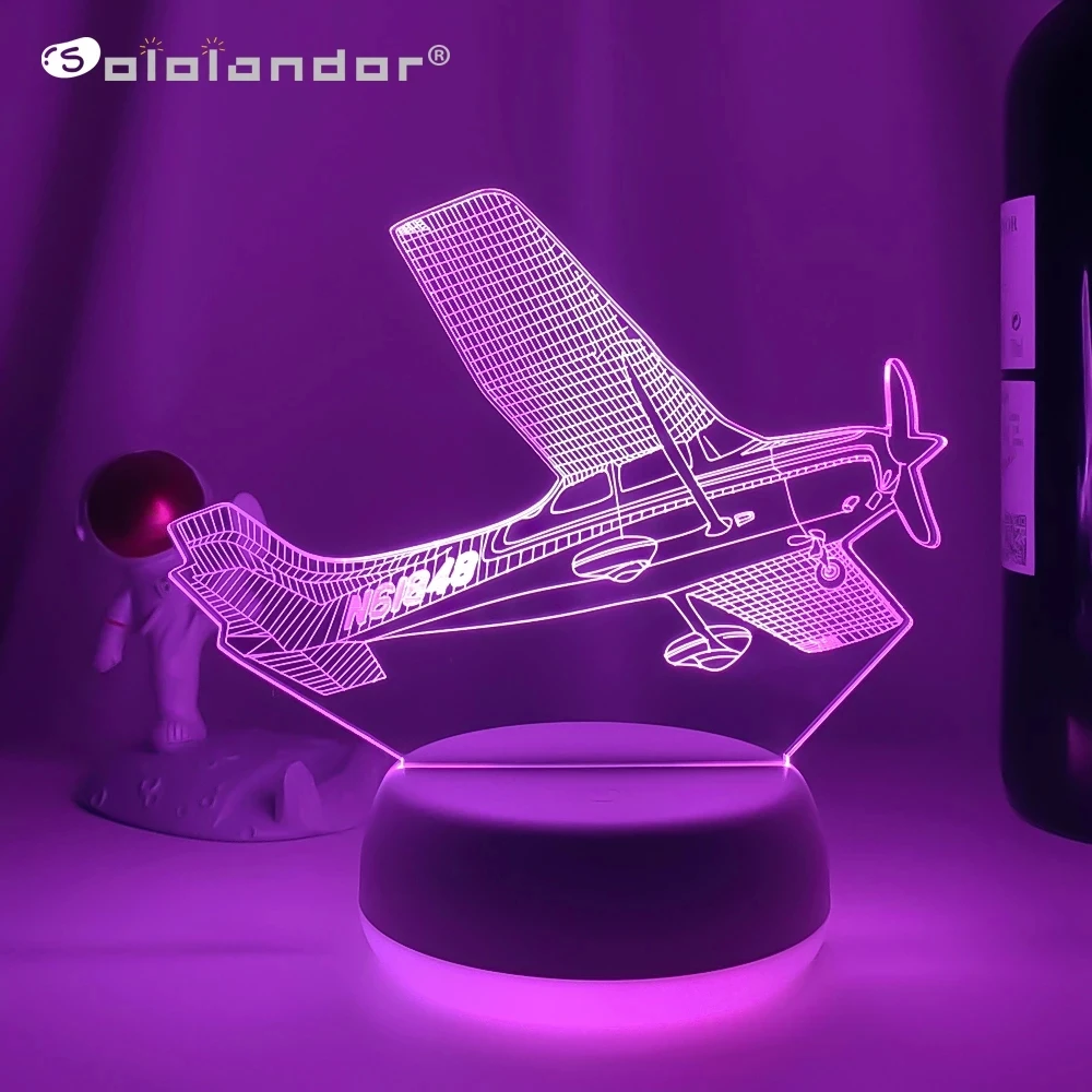 

Newest Creative 3D Illusion Vision Airplane Night Light Touch USB Children's Nightlight Table Lamp Desk Decoration Bedside Lamps
