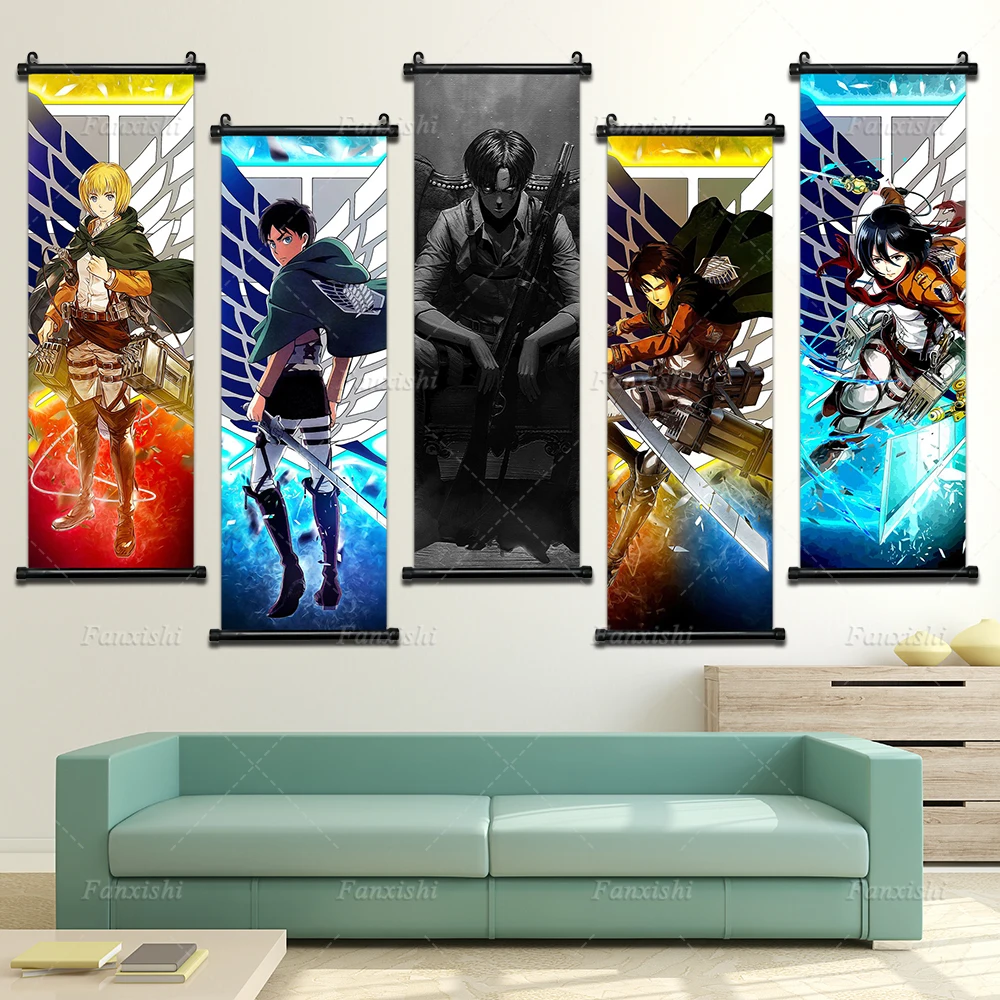 

Scroll Hanging Painting Attack on Titan Anime Poster Armin levi Eren Wall Art Modular Picture Print Canvas LivingRoom Home Decor