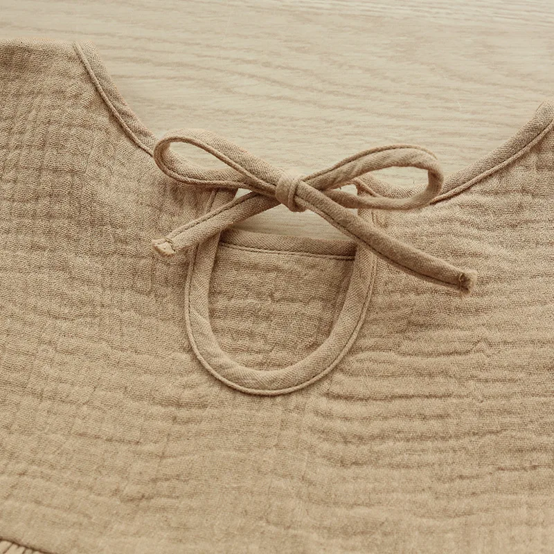 2026 Neues Kleidungsdesign für Kleine Mädchen Sommer Lässige Kinderkleidung Einfarbiger Baumwoll-Leinen-Rock Kleider für 12 Monate bis 7 Jahre – Detail 8