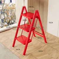 2-3 Step Ladder Folding Ladder Small Steel Step Stool Household Office Portable Herringbone Ladder With Wide Anti-Slip Pedal 6