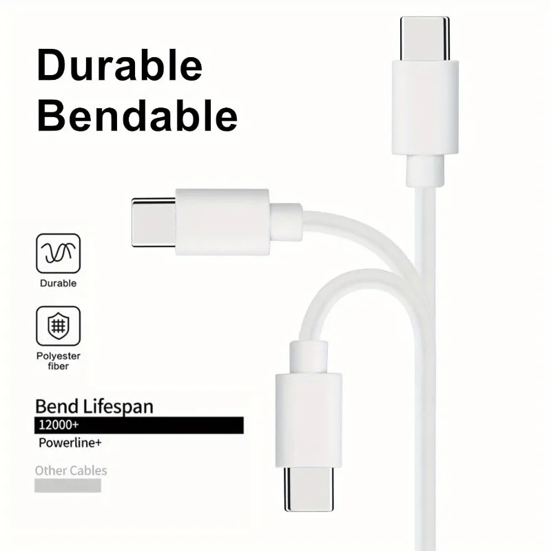 10-Pack USB C Charger Cable, Multipack PD 60W Fast Charge USB-C to Type C Bulk Charging Cords White, 3.3ft