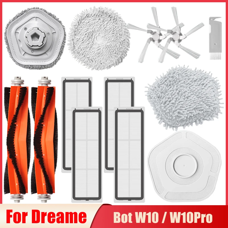 para Xiaomi Dreame W10 W10 Pro Aspirador de pó Robótico Escova Lateral Principal Destacável Mop Pano Pano Trapos Stent Hepa Filtro Acessórios
