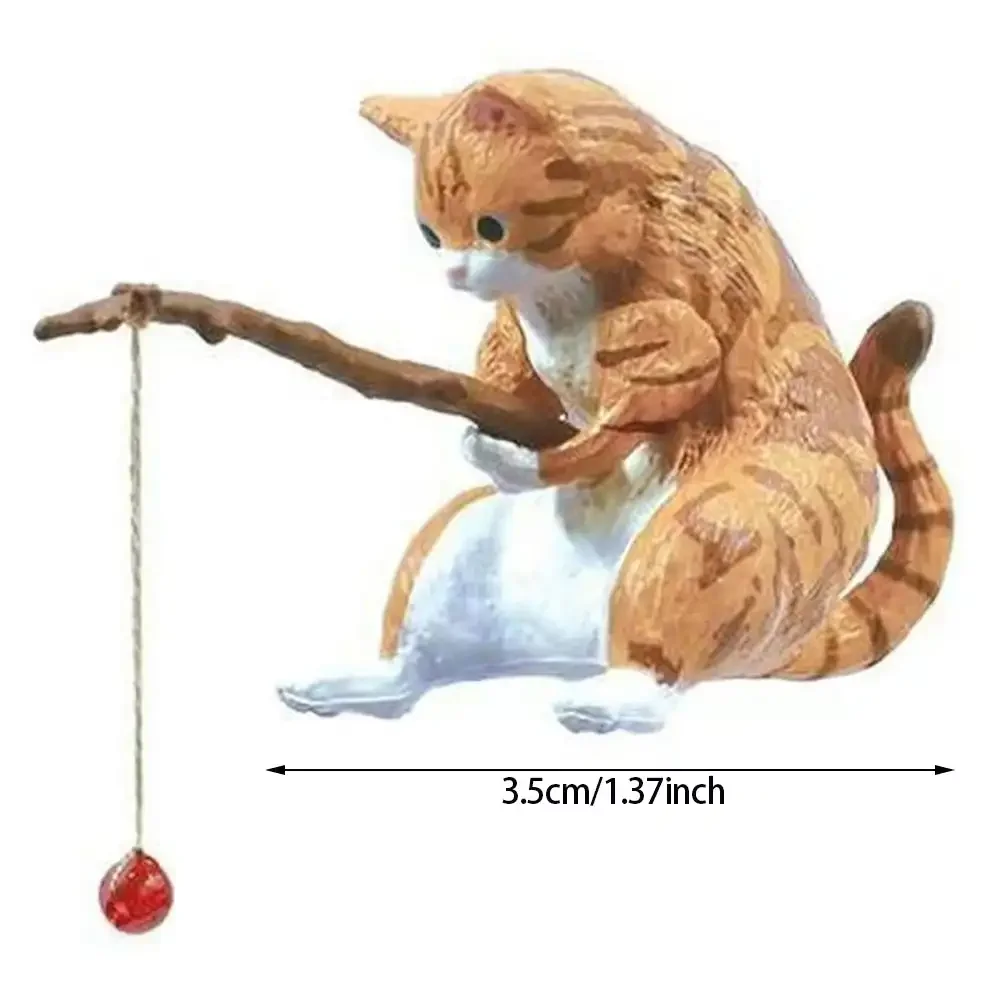 Cute Fishing Cat Ornaments Aquarium Decoration Fish Landscaping Cartoon Cat Statue Mini Resin Figurine Home Decorations