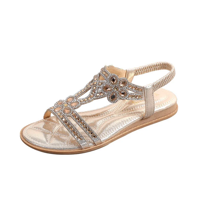 SandalsWomanSummerNew2022CrystalWeddingsShoesSilverGoldCasual