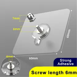 Versatile Adhesive Wall Hooks - 4Pcs (Screw length 6mm)