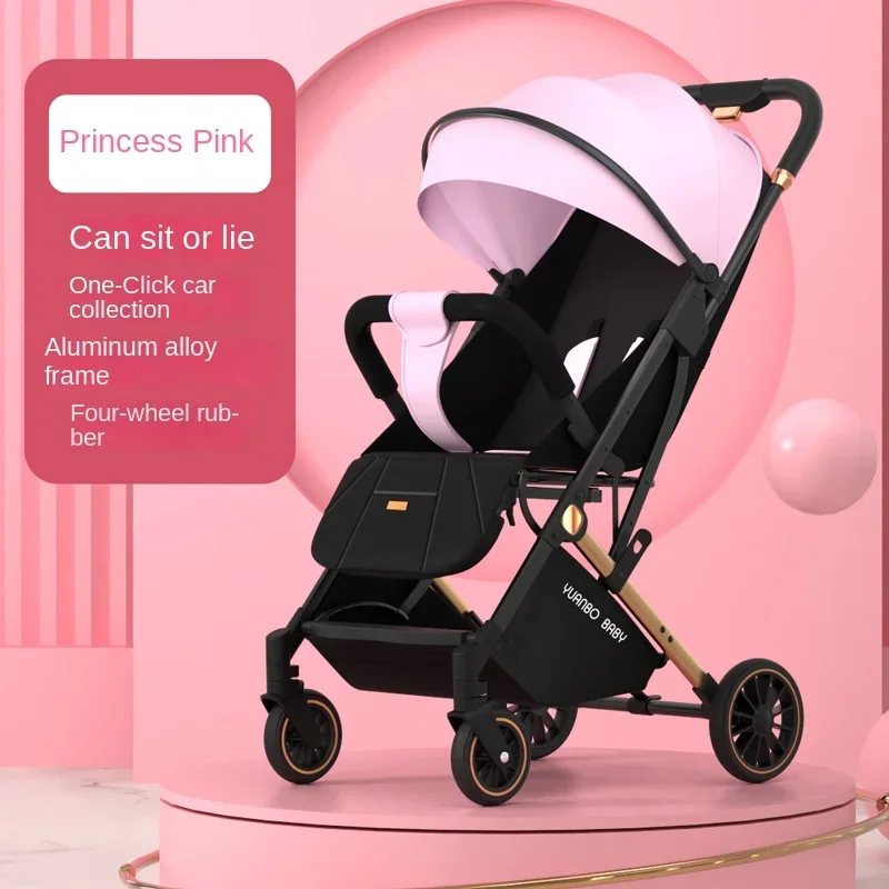 

High Landscape Stroller Four-wheeled Travel Stroller Newborn Baby Scooter Lightweight Folding Can Be on The Plane Baby Stroller