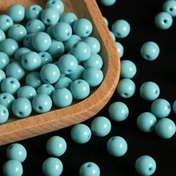 8mm Opaque Wine Red Round Glass Beads - 8mm 160pcs (Sky Blue)