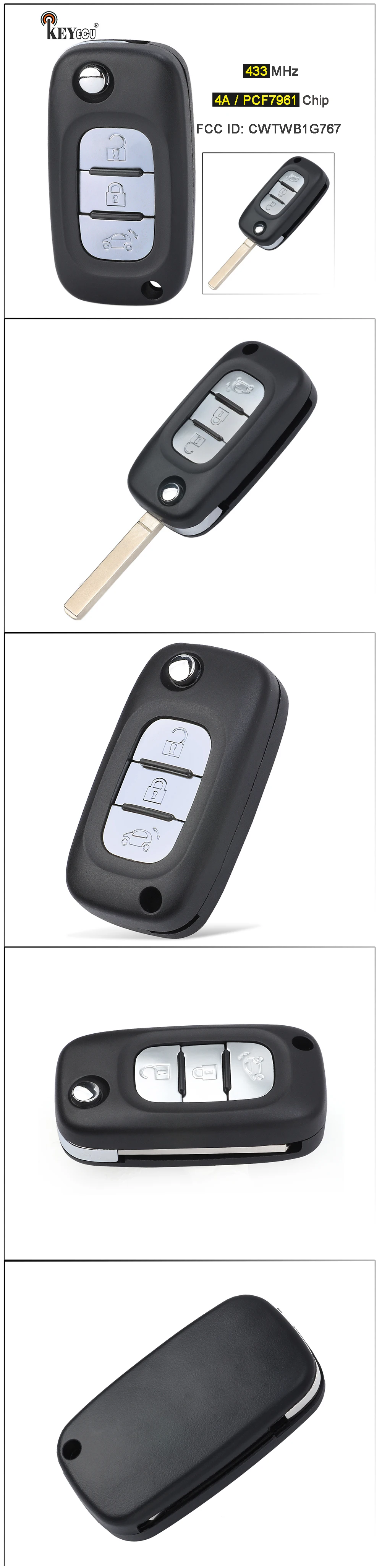 Keyforkess 433MHz 4A / PCF7961 Chip FCC ID: muslimp Remote Key Remote Car Key Fob per Smart Forfour Smart Fortwo 2015-2017 - Se0539881a3d54d68b23b8024abffb7b78