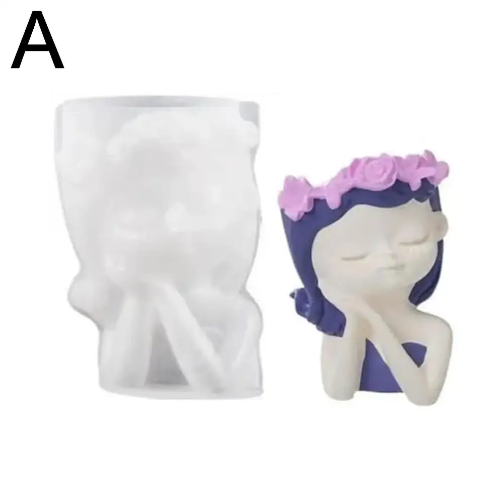 Silicone Mold Girl Goddess Vase Scented Mold for Gypsum and Concrete Stone Carving Art Ornaments Homemade