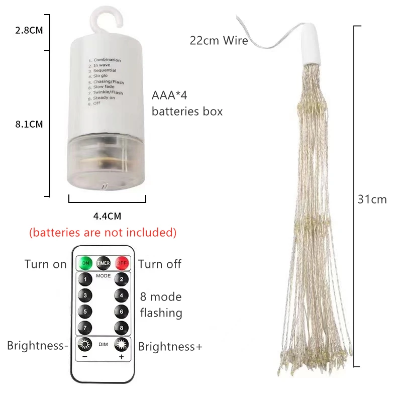 LED Starburst String Light Outdoor 120/150/200 LED Copper Wire Hanging Firework Fairy Lights for Party Garden Christmas Decor
