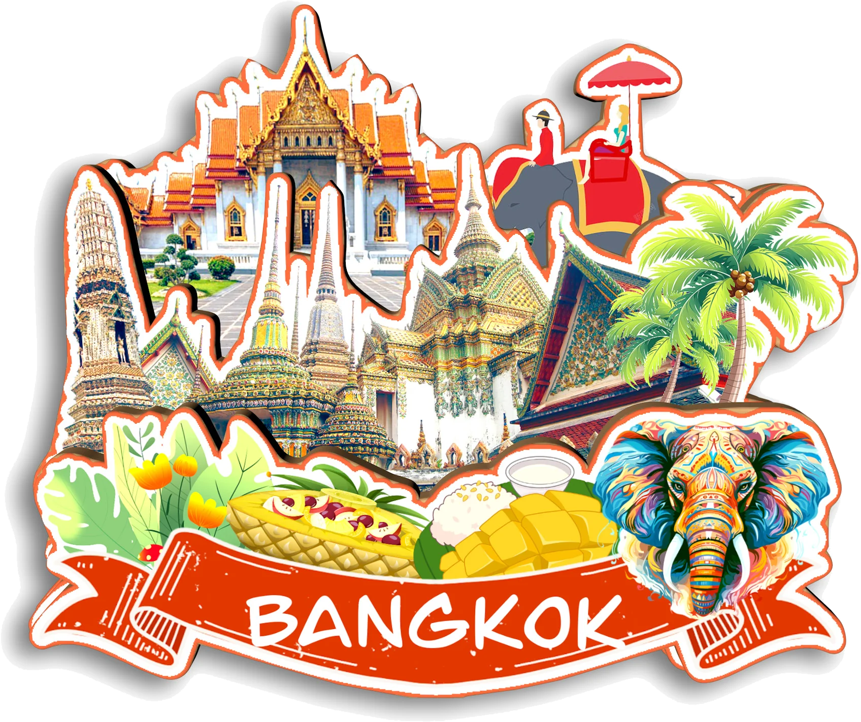 Bangkok Phuket Chiang Mai Krabi Pattaya Thailand Fridge Magnet Travel Souvenir Gift Handmade Decorative Refrigerator Sticker