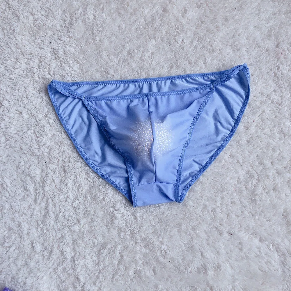 Sexy Gay Men Underwear Ice Silk Sheer Bulge Pouch Bikini Briefs Thongs U Convex For Man Low Waist Quick Dry Underpants 2022