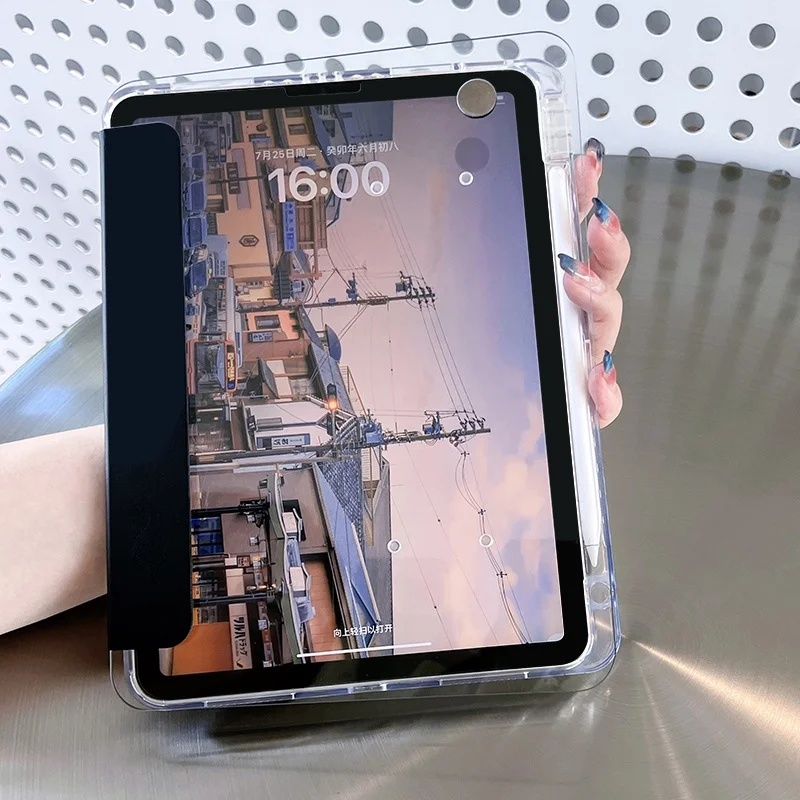 

Transparent Crystal Clear Acrylic Rotating Case For Ipad Pro 11 Air 5 Air 4 10.9 10.2 9th 8th 7th Air 3 Pro 10.5 With Pen Slot