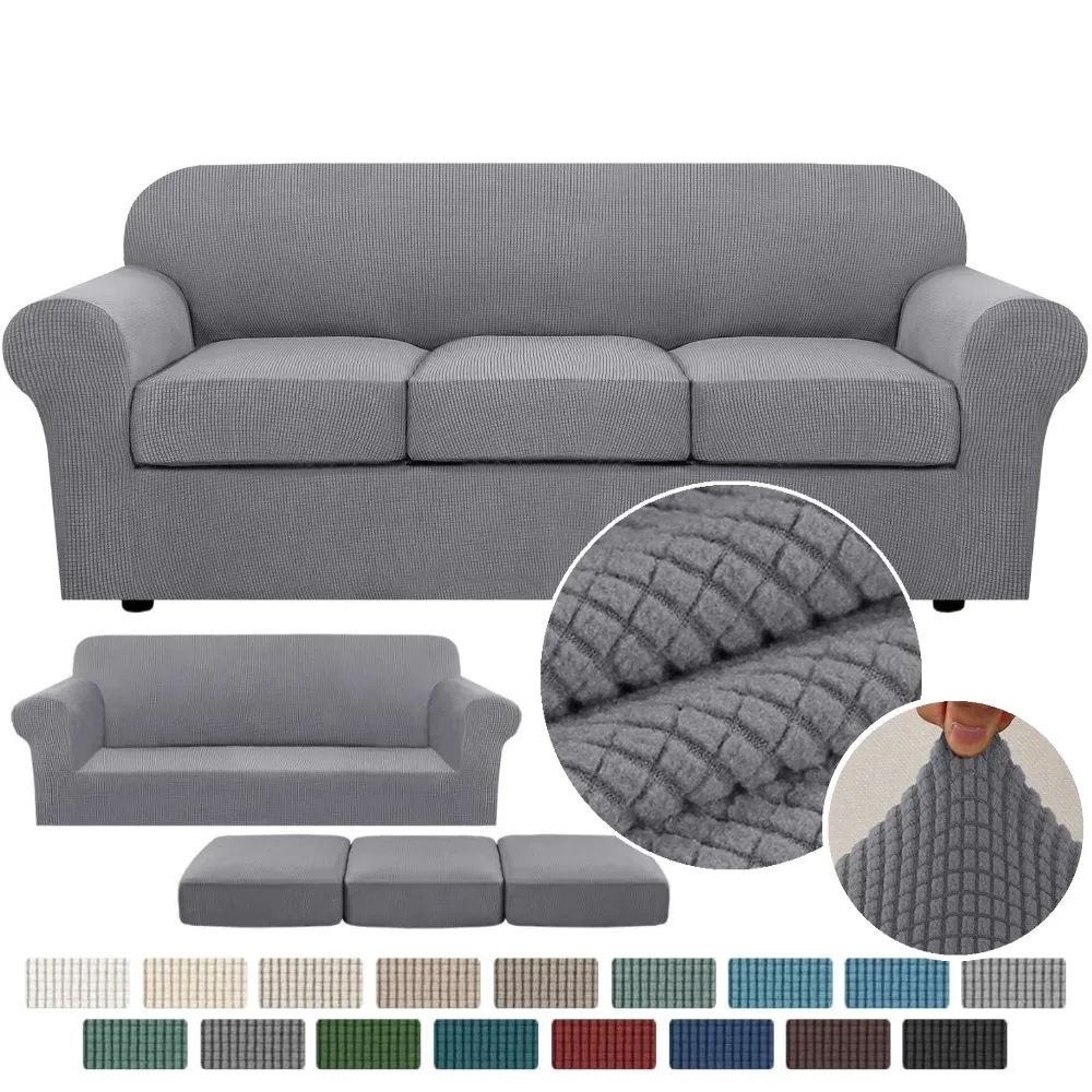 Fundas Antideslizantes Para Cojines De Sofá - Color Sólido Gris Oscuro, Tamaño 2 Plazas, Poliéster Y Spandex