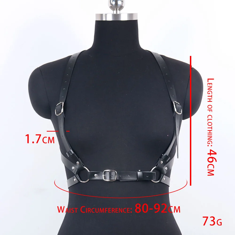 Ledergeschirr für Damen, modisch, Gothic, Brust, PU-Geschirr, Oberkörper, Punk-Gürtel, verstellbare Taillengürtel, Rave-Party – Detail 6