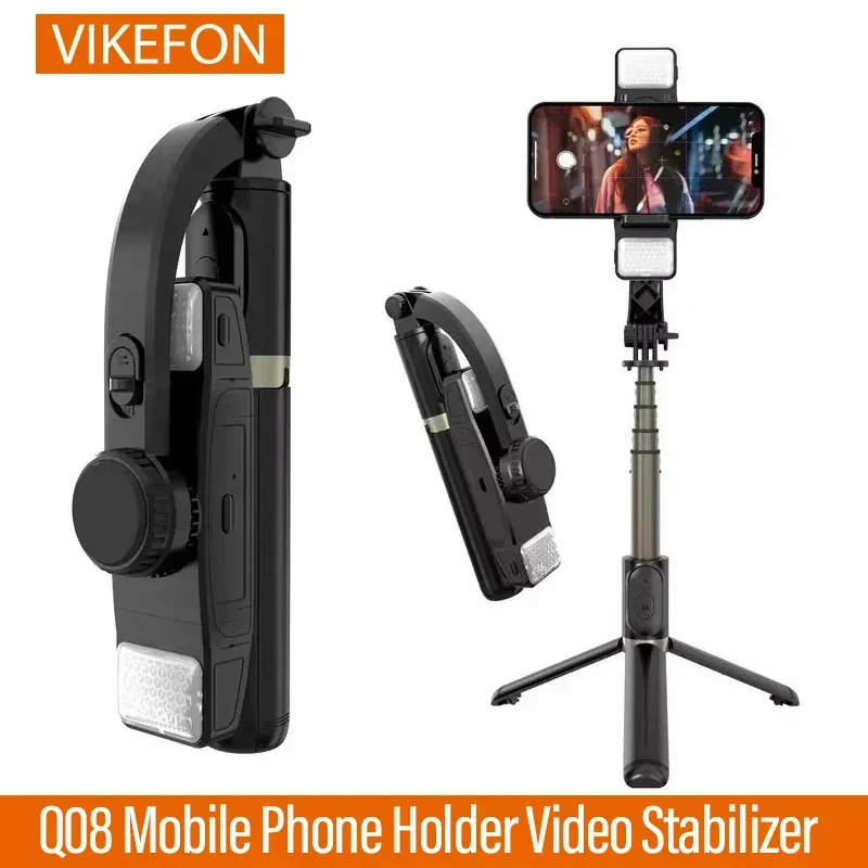 Selfie Stick Tripod Handheld Gimbal Stabilizer Gimbal Stabilizer Handheld Gimbal Q08 Mobile Phone Holder Video Stabilizer Bluetooth Selfie Stick Tripod Gimbal Stabilizer iPhone 16 Samsung Xiaomi Live Stand