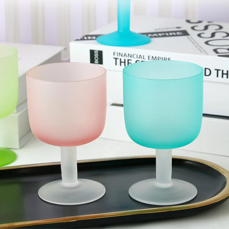 Frosted Glass Cup High-Looking Water Cups Simple Nordic Elegant Short Wine  Glasses Colored Retro Champagne Goblet Luxury Gift - AliExpress