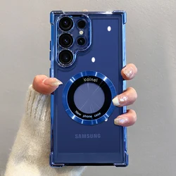 Custodia di ricarica wireless magnetica di lusso con protezione in vetro trasparente
