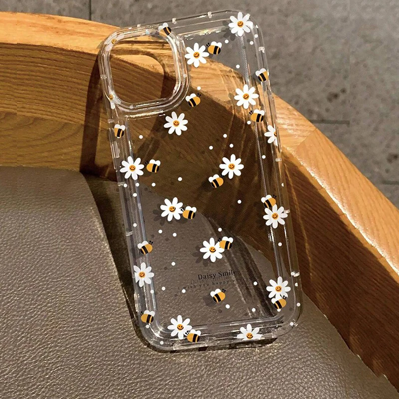 Summer Yellow and White Floral Fragments Clear Phone Case Cover