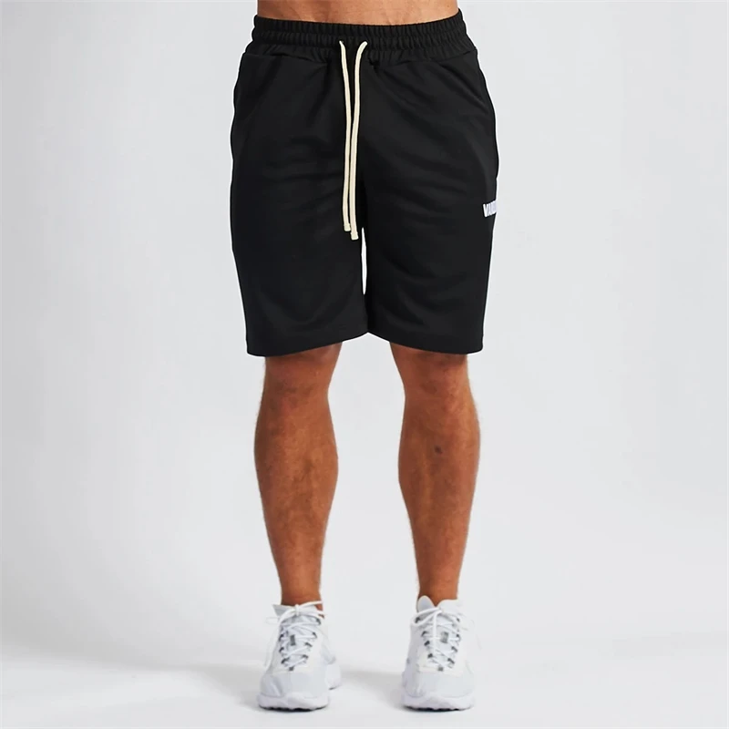 Jogger Sports Fitness Men's Shorts Cotton Embroidered Striped Casual Pants Gym Running Training Bodybuilding Five Point Pant
