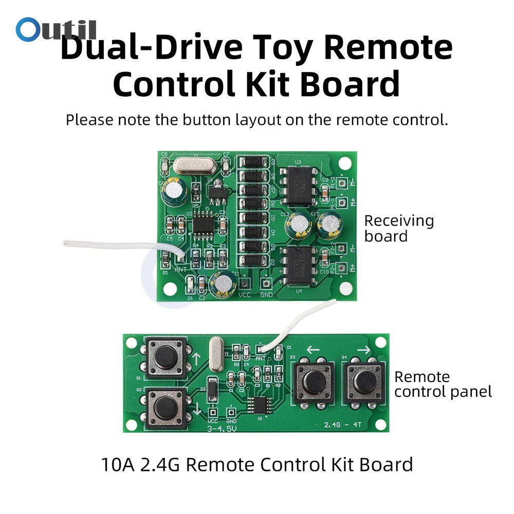 Kit Scheda di Controllo Remoto Wireless a 4 Canali 2.4G con Trasmissione Stabile per Auto RC, Barche, Carri Armati e Progetti Fai-da-Te - immagine 3