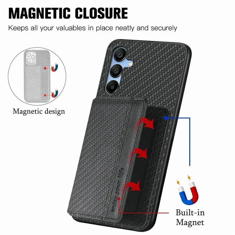 RFID Leather Magnetic Card Holder Wallet Phone Case