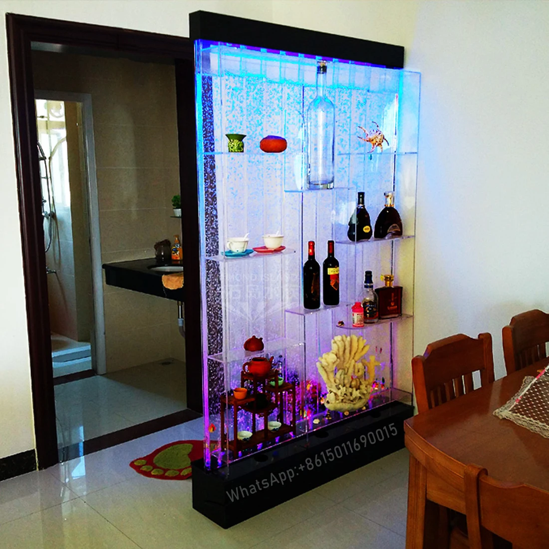 Water curtain wall wine cabinet screen living room fish tank decoration porch partition water wall acrylic bubble wall