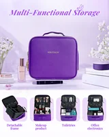 Makeup Bag With Mirror lamp,Travel Waterproof Necessary Beauty Brush Embroidery Tool Storage Cosmetic Case Portable Makeup Box 4