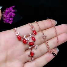 

[MeiBaPJ]Real Natural Precious Coral Gemstone Pendant Necklace with Certificate 925 Pure Silver Red Stone Fine Jewelry for Women