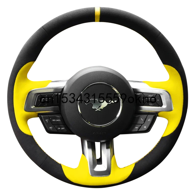 

For Ford Mustang EcoBoost Special Carbon Fiber DIY Hand Sewn Leather Steering Wheel Cover
