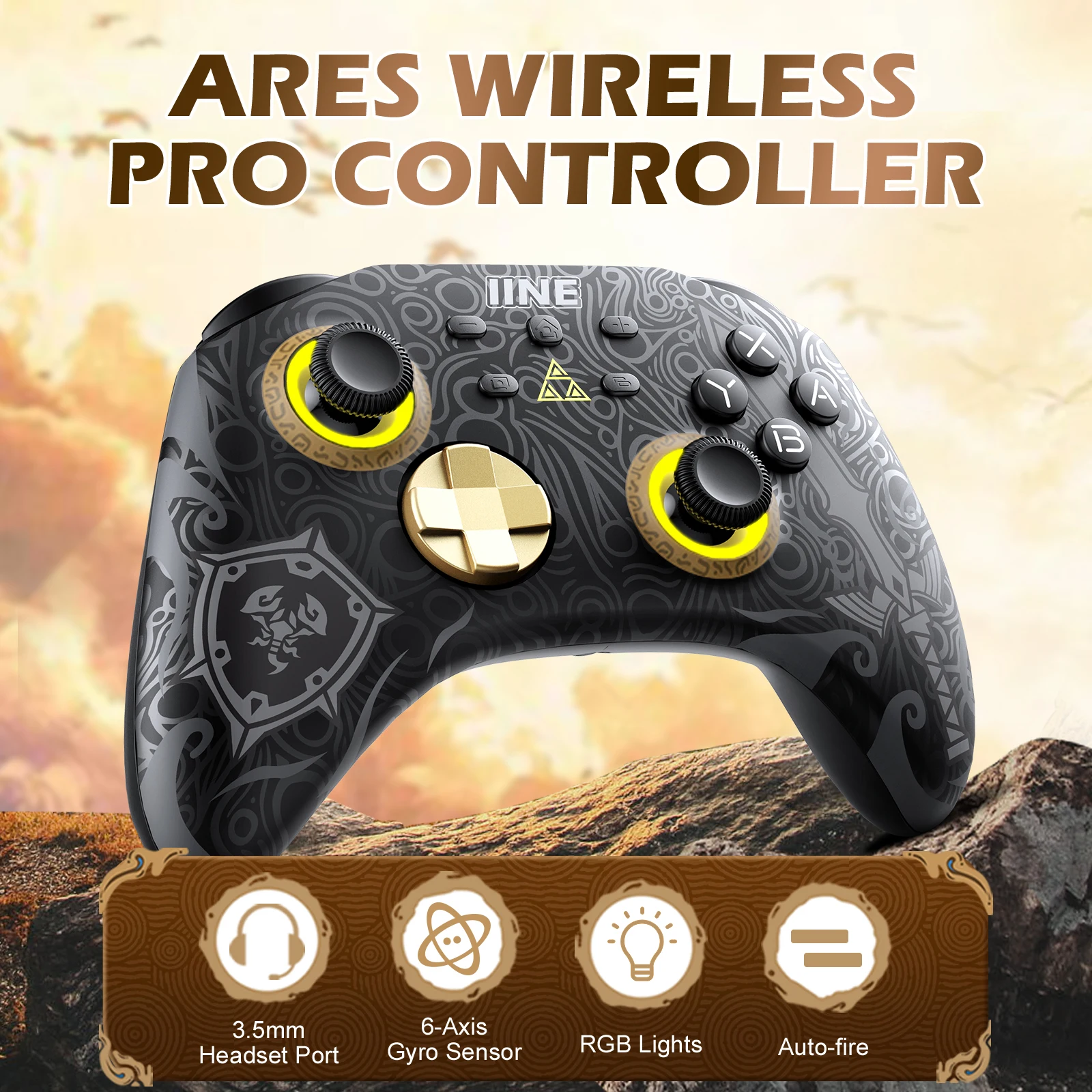 IINE Ares Wireless Pro Controller with Headset Jack RGB Light compatible  Nintendo Switch Steam