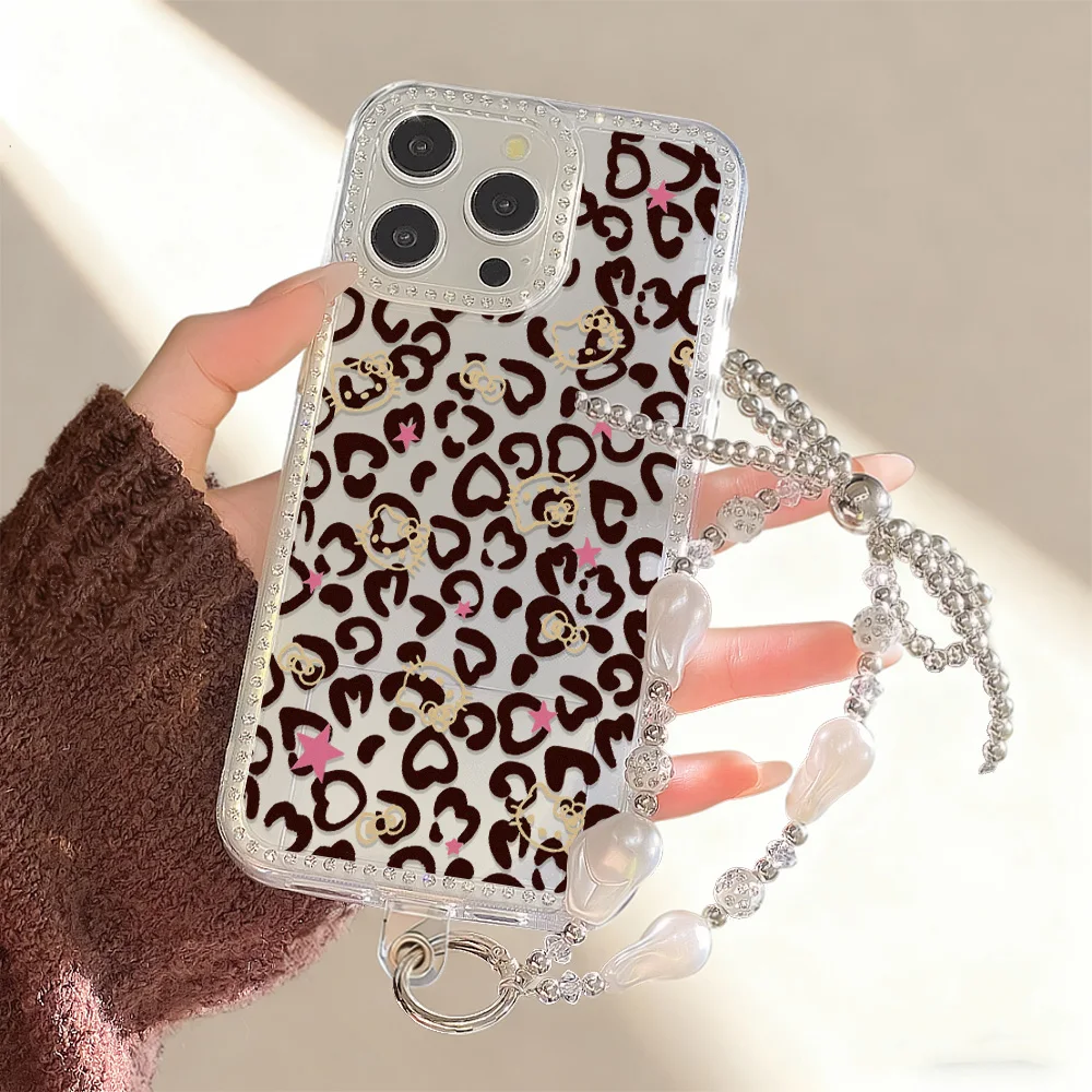 Heart-Shaped Leopard Print Shockproof Transparent Phone Case