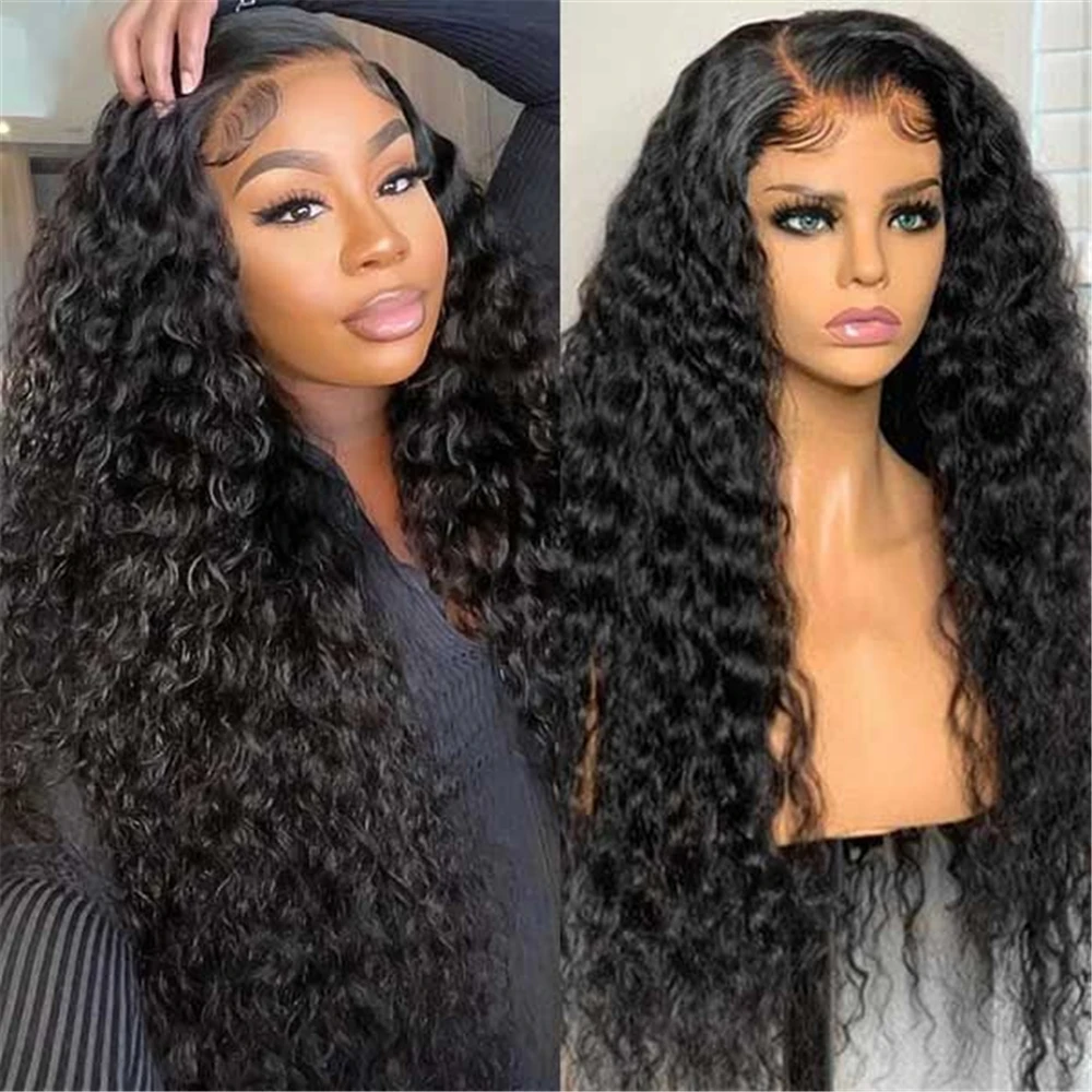 Human Hair Wig Brazilian Deep Wave Frontal 13x4 Lace Front Pre Plucked Deep Curly 4x4 Closure For Women