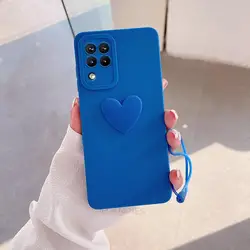 Charming 3D Love Heart Silicone Case with Lanyard Wrist Strap - Vibrant Protection Cover for A81 (AXSS Klein blue)