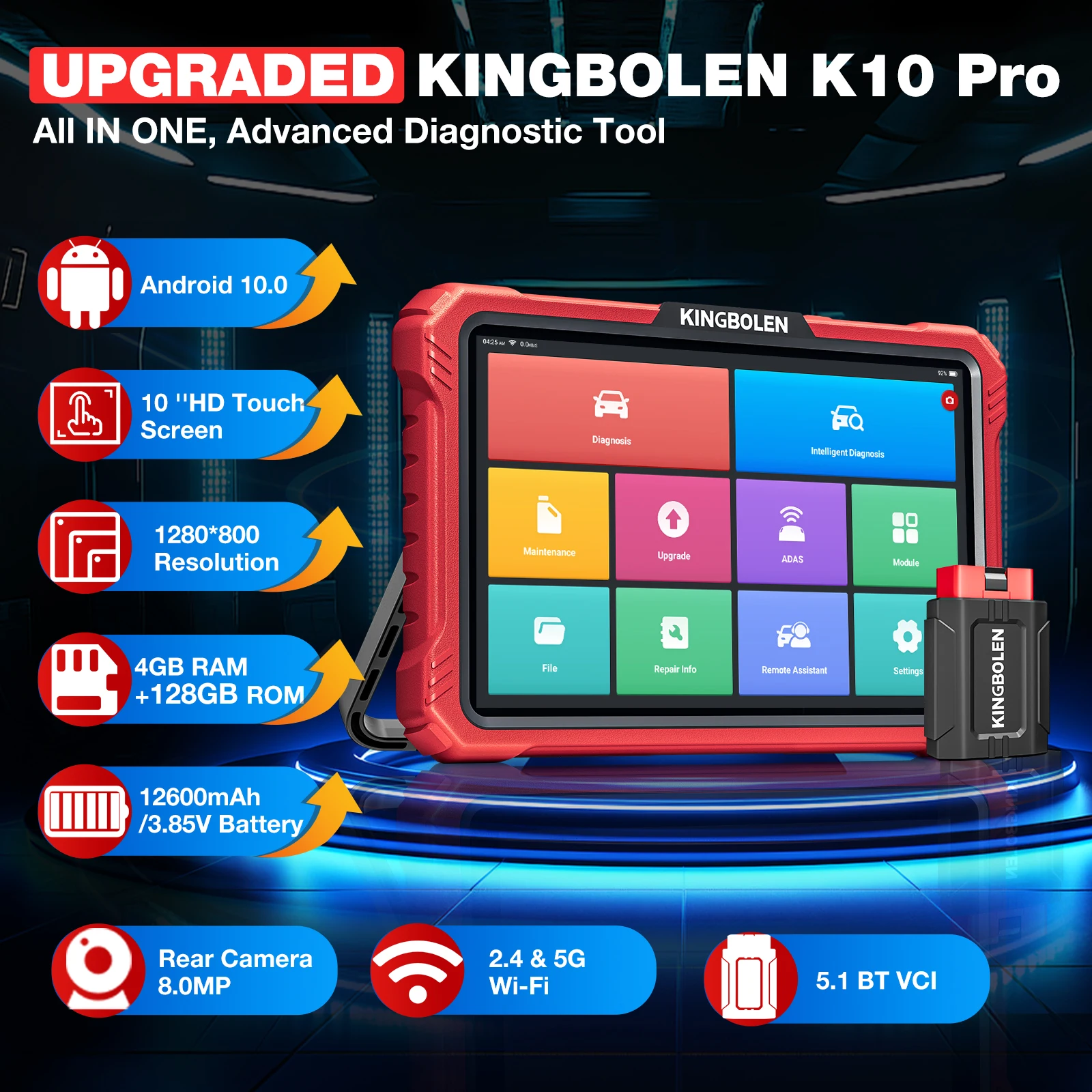 KINGBOLEN K10 Pro K10 ELITE Komplettsystem Bidirektionaler Diagnosescanner Werkzeuge Auto-OBD2-Scanner Topologiekarte 40+ Reset-Service – Detail 13